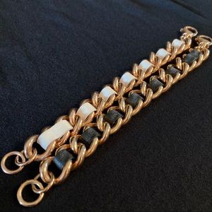 Set of Two Leather & Bronze Bracelets